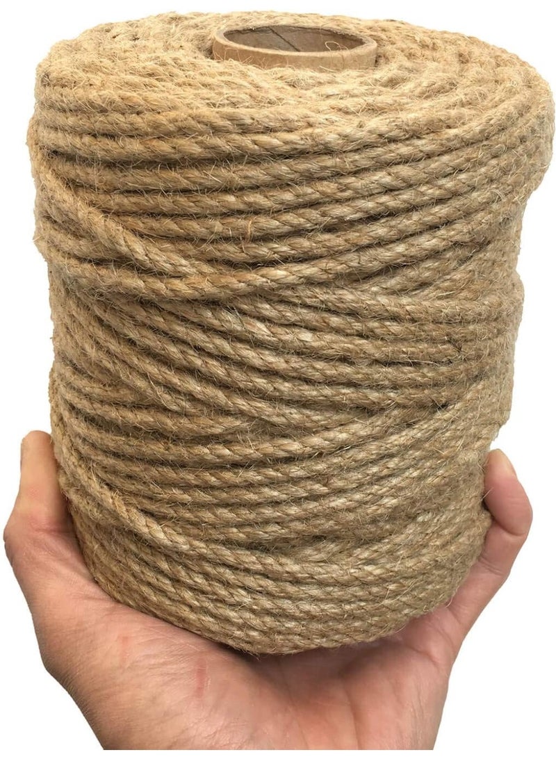 5mm Jute Twine, 328 Feet Braided Natural Jute Rope, Heavy Duty and Thick Twine Rope for DIY Artwork, Bundling, Home Decor, Macrame Projects and Gardening Applications - Image 1